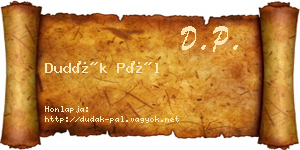 Dudák Pál névjegykártya